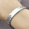 Stainless Steel Solid Bracelet, Polished, Steel Finish, 03.114.0343.1.09 (13 MM Thickness, 9 Inches Length)