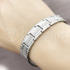 Stainless Steel Solid Bracelet, Polished, Steel Finish, 5.244.002.1.08 (13 MM Thickness, 8 Inches Length)