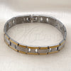Stainless Steel Solid Bracelet, Polished, Two Tone, 03.114.0393.08 (12 MM Thickness, 8 Inches Length)