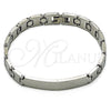 Stainless Steel Solid Bracelet, Polished, Steel Finish, 03.114.0409.08 (10 MM Thickness, 8 Inches Length)