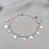 Sterling Silver Charm Bracelet, Elephant and Dolphin Design, Polished, Silver Finish, 03.409.0109.08 (01 MM Thickness, 8 Inches Length)