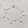 Sterling Silver Charm Bracelet, Teardrop Design, Polished, Silver Finish, 03.409.0110.08 (01 MM Thickness, 8 Inches Length)