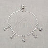 Sterling Silver Charm Bracelet, Star Design, Polished, Silver Finish, 03.409.0121.08 (01 MM Thickness, 8 Inches Length)