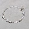 Sterling Silver Charm Bracelet, Heart and Elephant Design, Polished, Silver Finish, 03.409.0128.07 (01 MM Thickness, 7 Inches Length)