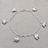 Sterling Silver Charm Bracelet, Elephant Design, Polished, Silver Finish, 03.409.0135.07 (01 MM Thickness, 7 Inches Length)