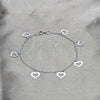 Sterling Silver Charm Bracelet, Heart Design, Polished, Silver Finish, 03.409.0166.07 (03 MM Thickness, 7 Inches Length)