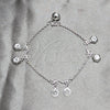 Sterling Silver Charm Bracelet, Flower Design, Polished, Silver Finish, 03.409.0185.07 (03 MM Thickness, 7 Inches Length)