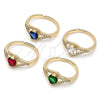 Oro Laminado Multi Stone Ring, Gold Filled Style Cluster Design, with Green Cubic Zirconia and White Micro Pave, Polished, Golden Finish, 01.284.0100.1 (One size fits all)
