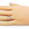 Oro Laminado Multi Stone Ring, Gold Filled Style Cluster Design, with White Cubic Zirconia and White Micro Pave, Polished, Golden Finish, 01.284.0106 (One size fits all)