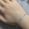 Sterling Silver Bracelet Rosary, Ball and Cross Design, Polished, Silver Finish, 09.392.0002.07