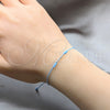 Sterling Silver Adjustable Bolo Bracelet, Ball Design, Blue Leather Finish, Silver Finish, 03.426.0001.1.07 (03 MM Thickness, 7 Inches Length)