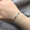 Sterling Silver Adjustable Bolo Bracelet, Ball Design, Blue Algodón, Silver Finish, 03.426.0001.2.07 (03 MM Thickness, 7 Inches Length)