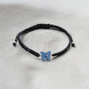 Sterling Silver Adjustable Bolo Bracelet, Ball and Butterfly Design, with Light Sapphire Crystal, Algodón, Silver Finish, 03.426.0028.07 (10 MM Thickness, 7 Inches Length)