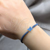 Sterling Silver Adjustable Bolo Bracelet, Ball and Butterfly Design, with Light Sapphire Crystal, Algodón, Silver Finish, 03.426.0029.07 (10 MM Thickness, 7 Inches Length)