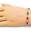 Oro Laminado Fancy Bracelet, Gold Filled Style with Multicolor Crystal, Polished, Golden Finish, 03.326.0026.07 (07 MM Thickness, 7 Inches Length)