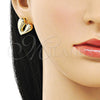 Oro Laminado Stud Earring, Gold Filled Style Heart Design, Polished, Golden Finish, 02.195.0328