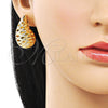 Oro Laminado Stud Earring, Gold Filled Style Teardrop and Hollow Design, Polished, Golden Finish, 02.195.0333