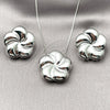 Rhodium Gold Filled Earring and Pendant Adult Set, Flower and Hollow Design, Polished, Rhodium Finish, 10.428.0001.1
