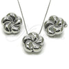 Rhodium Gold Filled Earring and Pendant Adult Set, Flower and Hollow Design, Polished, Rhodium Finish, 10.428.0001.1