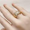 Oro Laminado Multi Stone Ring, Gold Filled Style with White Micro Pave, Polished, Golden Finish, 01.428.0001
