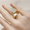 Oro Laminado Multi Stone Ring, Gold Filled Style with White Micro Pave, Polished, Golden Finish, 01.428.0010