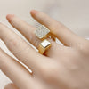 Oro Laminado Multi Stone Ring, Gold Filled Style with White Micro Pave, Polished, Golden Finish, 01.428.0010 (One size fits all)