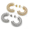 Oro Laminado Medium Hoop, Gold Filled Style Filigree and Hollow Design, Polished, Golden Finish, 02.428.0014.30
