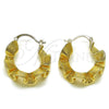 Oro Laminado Medium Hoop, Gold Filled Style Twist Design, Diamond Cutting Finish, Golden Finish, 02.428.0021.30