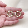 Oro Laminado Stud Earring, Gold Filled Style Twist Design, Polished, Golden Finish, 02.163.0366