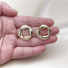 Oro Laminado Stud Earring, Gold Filled Style Twist and Four-leaf Clover Design, Polished, Golden Finish, 02.163.0367