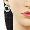 Rhodium Gold Filled Stud Earring, Twist and Four-leaf Clover Design, Polished, Rhodium Finish, 02.163.0367.1