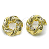 Oro Laminado Stud Earring, Gold Filled Style Twist Design, Polished, Golden Finish, 02.163.0368