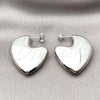 Rhodium Gold Filled Stud Earring, Heart and Hollow Design, Polished, Rhodium Finish, 02.163.0371.1