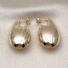 Oro Laminado Stud Earring, Gold Filled Style Teardrop and Hollow Design, Polished, Golden Finish, 02.163.0372