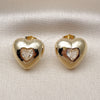 Oro Laminado Stud Earring, Gold Filled Style Heart Design, with White Cubic Zirconia, Polished, Golden Finish, 02.163.0373