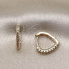 Oro Laminado Huggie Hoop, Gold Filled Style Heart Design, with White Cubic Zirconia, Polished, Golden Finish, 02.418.0007.15