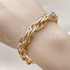 Oro Laminado Fancy Bracelet, Gold Filled Style Diamond Cutting Finish, Golden Finish, 03.93.0021.08 (14 MM Thickness, 8 Inches Length)