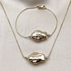 Oro Laminado Necklace and Bracelet, Gold Filled Style Box Design, Polished, Golden Finish, 06.63.0285