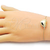 Oro Laminado Fancy Bracelet, Gold Filled Style Heart and Box Design, Polished, Golden Finish, 03.63.2294.08