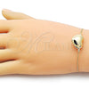 Oro Laminado Fancy Bracelet, Gold Filled Style Heart and Box Design, Polished, Golden Finish, 03.63.2294.08 (01 MM Thickness, 8 Inches Length)