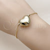 Oro Laminado Fancy Bracelet, Gold Filled Style Heart and Box Design, Polished, Golden Finish, 03.63.2294.08 (01 MM Thickness, 8 Inches Length)