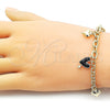Oro Laminado Charm Bracelet, Gold Filled Style Heart Design, Black Enamel Finish, Golden Finish, 03.213.0320.07 (07 MM Thickness, 7 Inches Length)