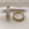 Oro Laminado Huggie Hoop, Gold Filled Style Heart Design, with White Cubic Zirconia, Polished, Golden Finish, 02.283.0224.25