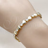Oro Laminado Tennis Bracelet, Gold Filled Style Heart Design, with White Cubic Zirconia, Polished, Golden Finish, 03.213.0321.07 (Thickness, 7 Inches Length)