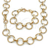 Oro Laminado Necklace and Bracelet, Gold Filled Style Rolo Design, Polished, Golden Finish, 06.429.0012