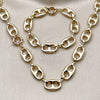 Oro Laminado Necklace and Bracelet, Gold Filled Style Puff Mariner Design, Polished, Golden Finish, 06.429.0014