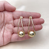 Oro Laminado Stud Earring, Gold Filled Style Teardrop and Ball Design, Polished, Golden Finish, 02.428.0027