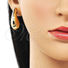 Oro Laminado Stud Earring, Gold Filled Style Teardrop and Hollow Design, Polished, Golden Finish, 02.428.0039