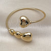 Oro Laminado Individual Bangle, Gold Filled Style Heart Design, Polished, Golden Finish, 07.282.0009
