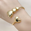 Oro Laminado Individual Bangle, Gold Filled Style Heart Design, Polished, Golden Finish, 07.282.0009 (02 MM Thickness, One size fits all)